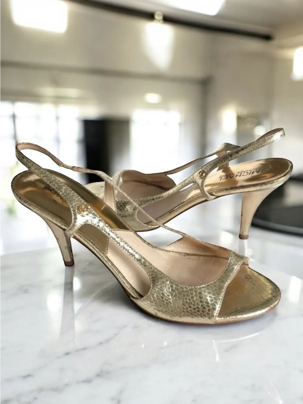 Michael Kors Metallic Gold Leather Sandal